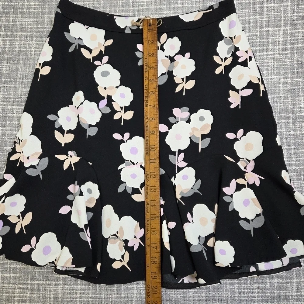 KATE SPADE Posy Floral Flounce Skirt Whimsies Black Pink Size 6 W28